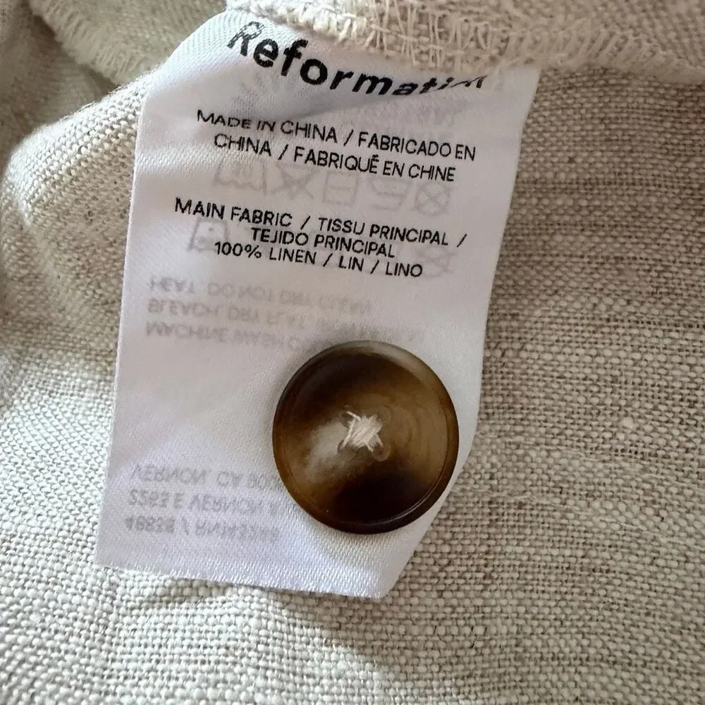 Reformation Freddie Linen Pants 4 Oatmeal - New with Tags